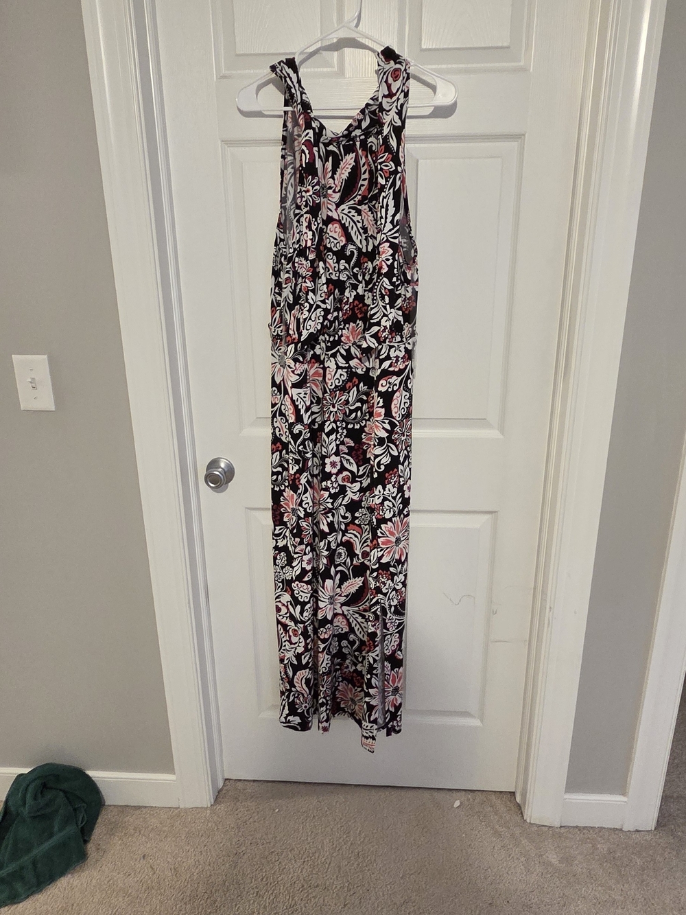 Lane Bryant Black Maxi Dress with Pink & White Floral Pattern